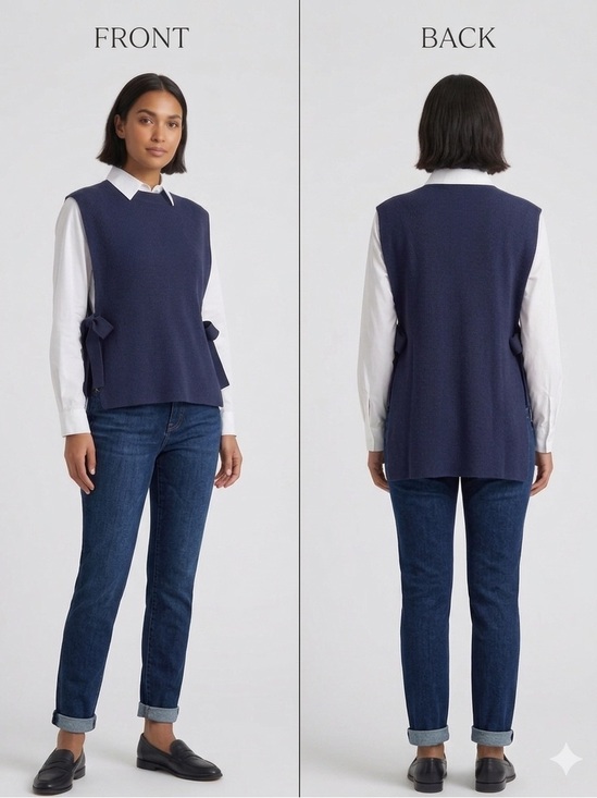 Gabby Isabella Sweaters - Gabby Isabella Navy Ribbed Knit Vest
